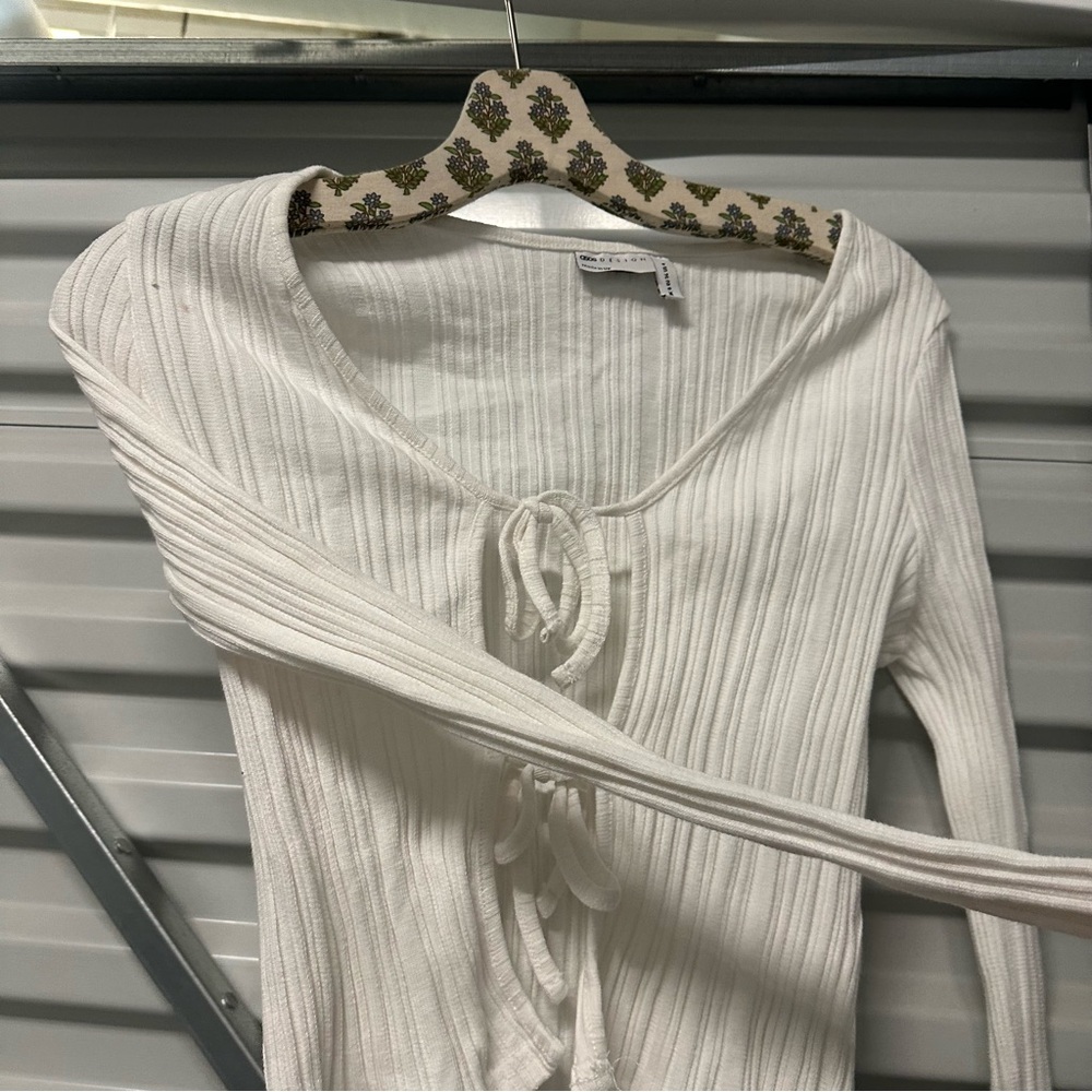 ASOS White Ribbed Long Sleeve Top - Picture 3 of 3